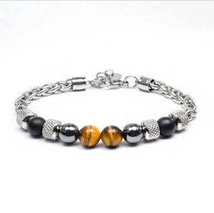 Bracelet œil de Tigre, Onyx & Hématite