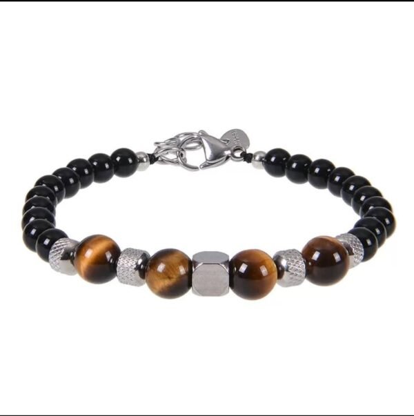 Bracelet Onyx Noir & œil de Tigre