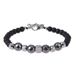 Bracelet Onyx Noir & Hématite