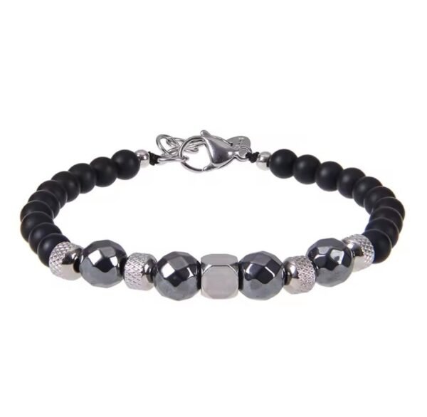 Bracelet Onyx Noir & Hématite