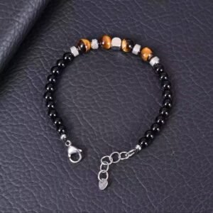 Bracelet Onyx Noir & œil de Tigre