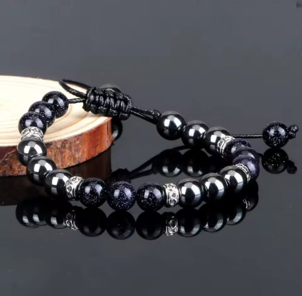 Bracelet Macramé Goldstone & hématite