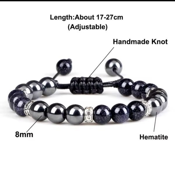 Bracelet Macramé Goldstone & hématite