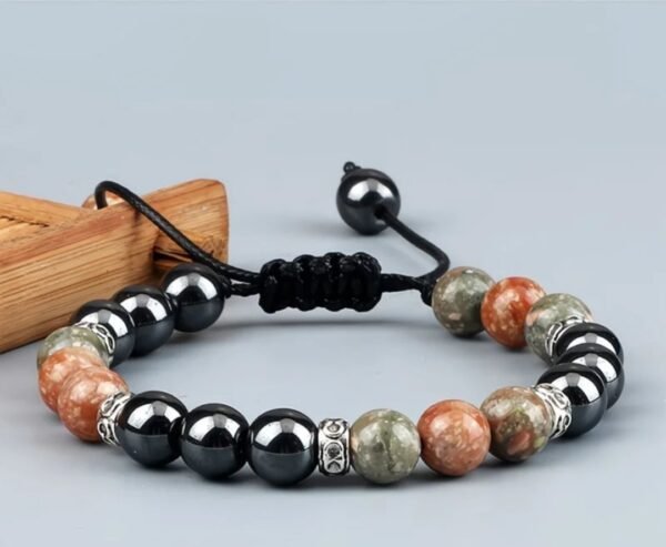 Bracelet Macramé Hématite & Pierre Naturelle