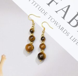 Boucles pendantes trio œil de tigre