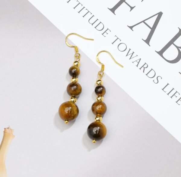 Boucles pendantes trio œil de tigre