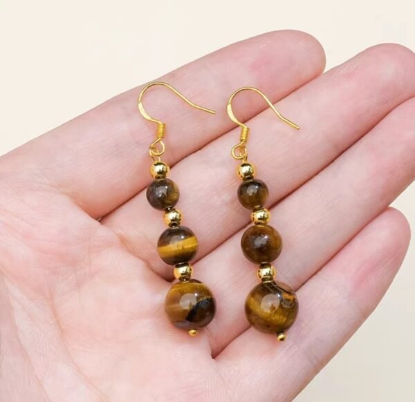 Boucles pendantes trio œil de tigre