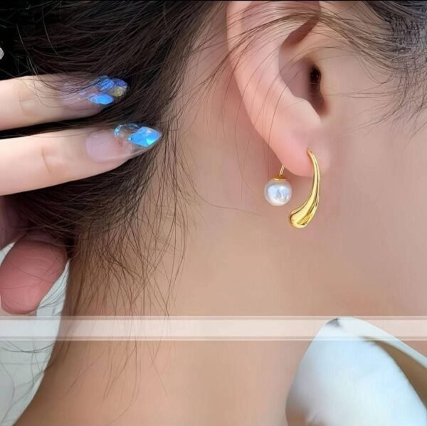 Boucles arc doré et perle