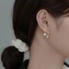 Boucles arc doré et perle