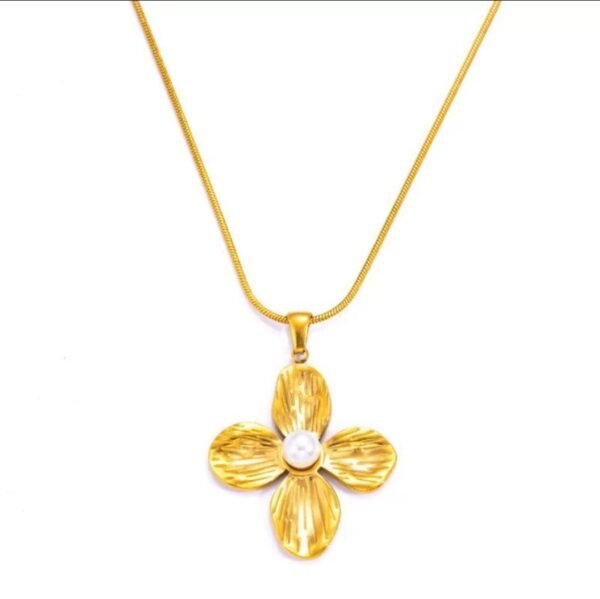 Parure fleur perle acier