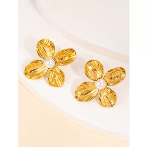 Parure fleur perle acier