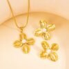 Parure fleur perle acier
