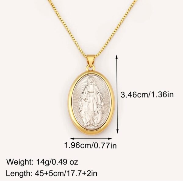 Collier Vierge Marie double face doré