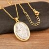 Collier Vierge Marie double face doré