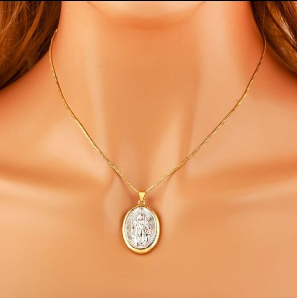 Collier Vierge Marie double face doré