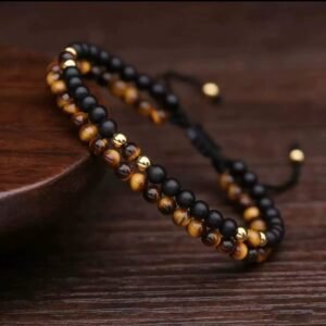 Bracelet duo œil de tigre et onyx