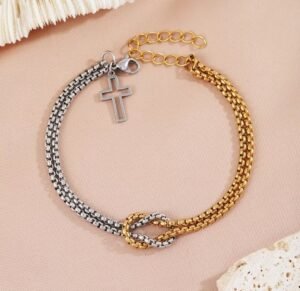 Bracelet avec croix acier