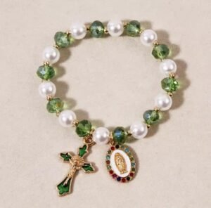 Bracelet chapelet perles vertes