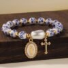 2026/09/1000220284.jpg Bracelet chapelet céramique fleurie