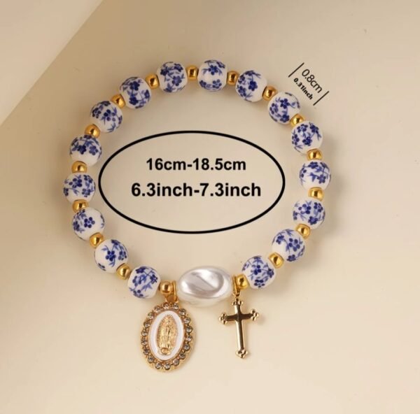 2026/09/1000220288.jpg Bracelet chapelet céramique fleurie
