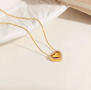 Collier cœur bombé strass